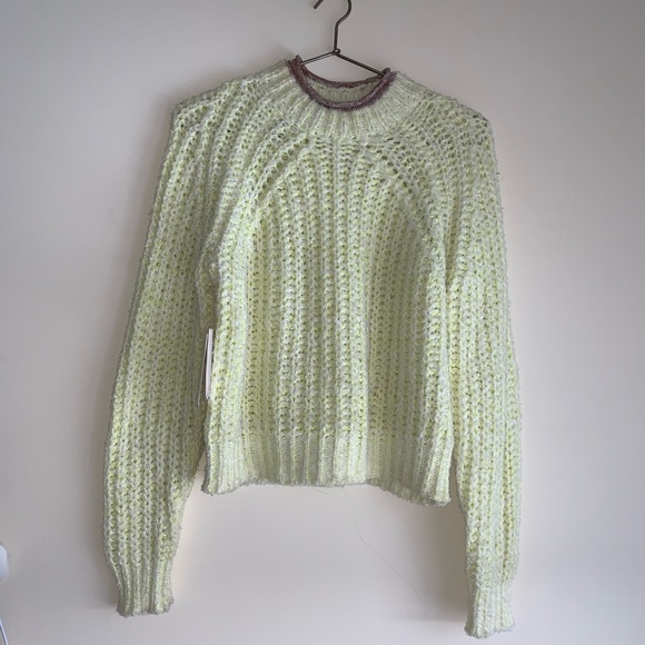 Aritzia Wilfred Confetti Sweater neon yellow S NWT - Picture 7 of 8